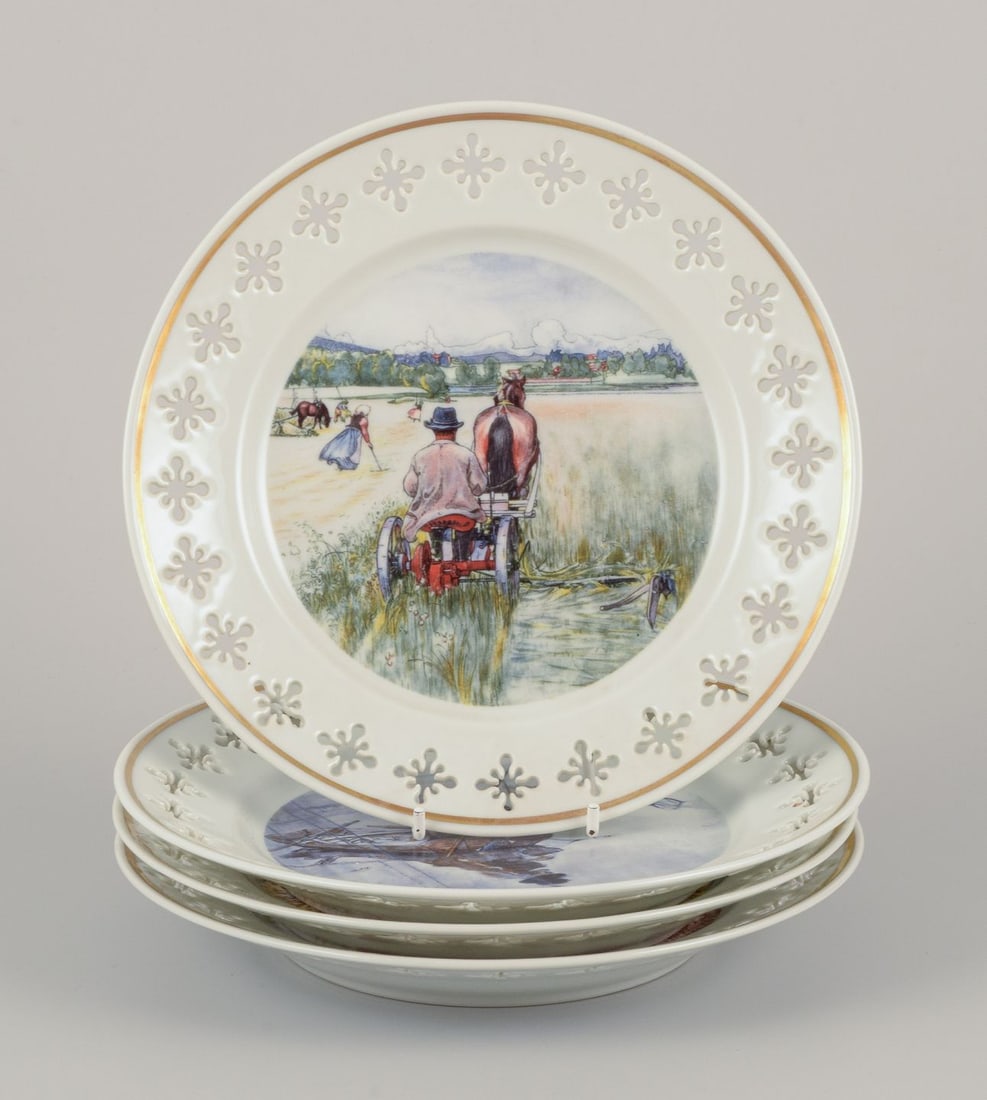 Bing & Grøndahl, Denmark. Set of four porcelain plates with motifs from Carl Larsson's - 2