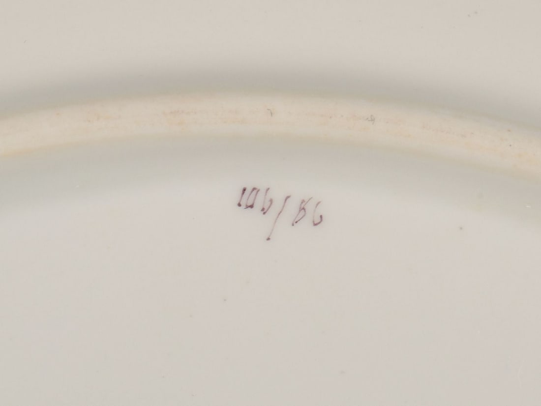 Meissen, Germany. Four lunch plates with motif of pink rose. Approx. 1920/30s. - 10