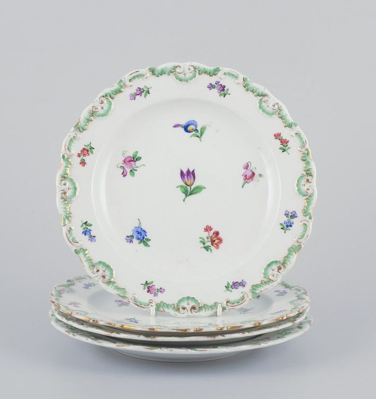 Meissen, Germany. A set of four antique porcelain plates. 19th century. (1 of 7)