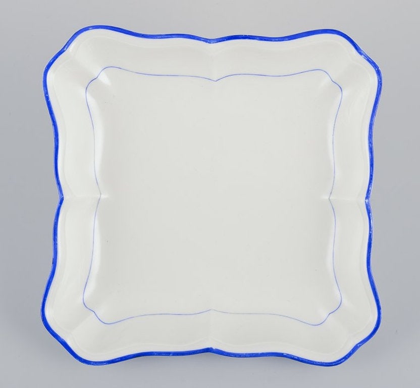 Meissen, Germany. Two square bowls of white porcelain, blue rim. Early 20th century. - 7