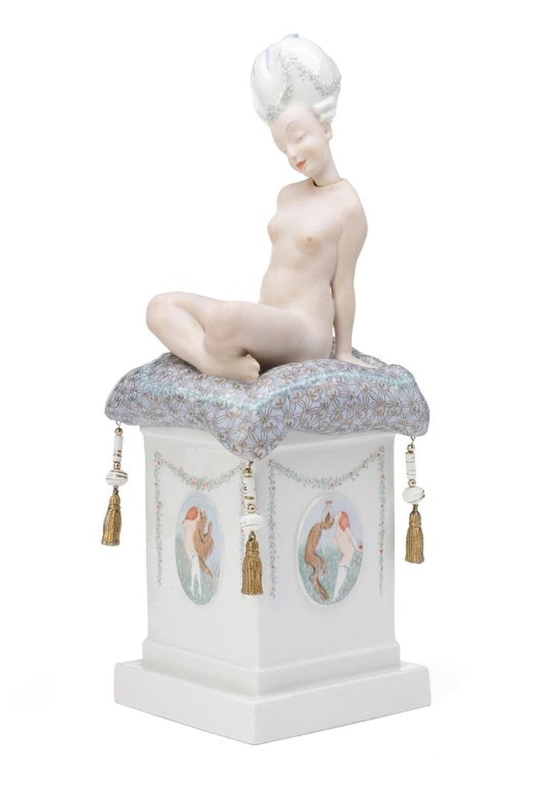 Gerhard Henning for Royal Copenhagen. Porcelain bobblehead doll 'Ane Mari' decorated with overglaze (1 of 8)