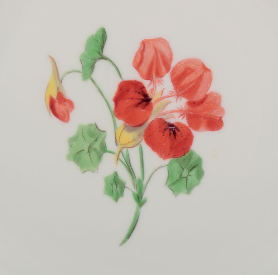 Meissen, Germany. A set of four porcelain dinner plates with floral motifs. Approx. from 1900. - 7