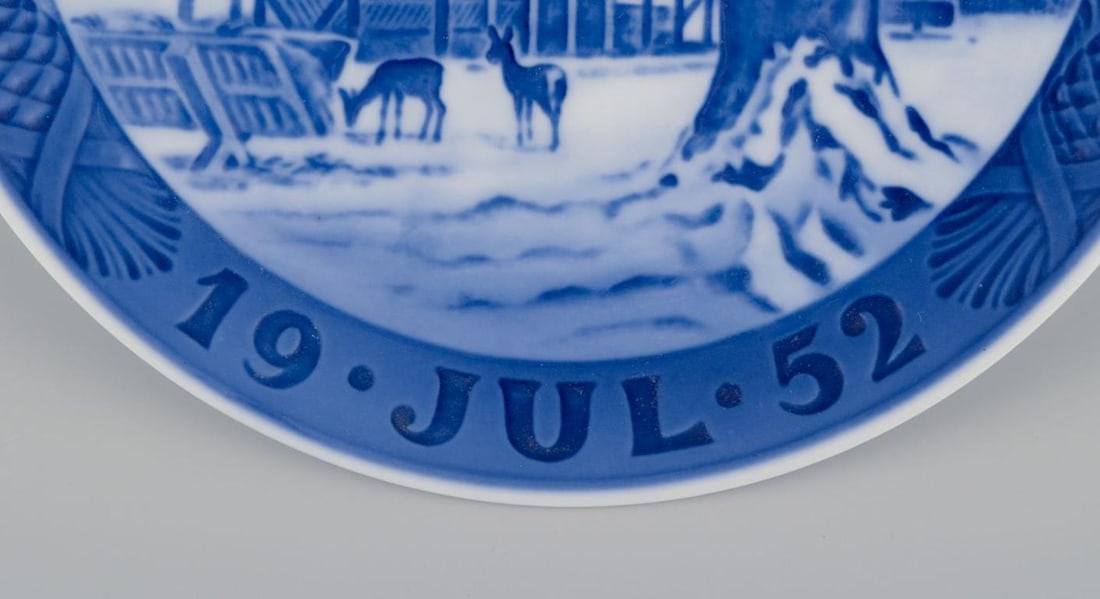 Royal Copenhagen, Denmark. Two porcelain Christmas plates from 1952 and 1956. - 4