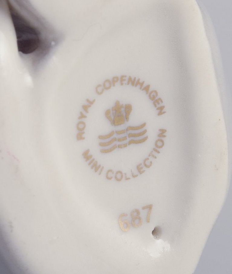 Royal Copenhagen. Porcelain figurine of a sitting cat. 2000s. - 6