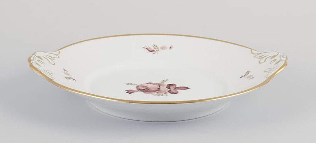 Royal Copenhagen. Oval Brun Rose (Brown Rose) porcelain cake dish. 1980-1984. (1 of 6)