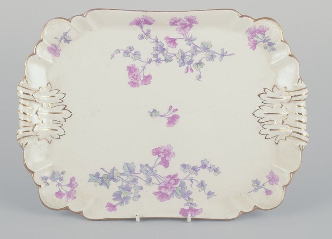 Gustafsberg, Sweden. 'Geranium' rectangular tray and elongated deep dish in earthenware. 1918. - 3