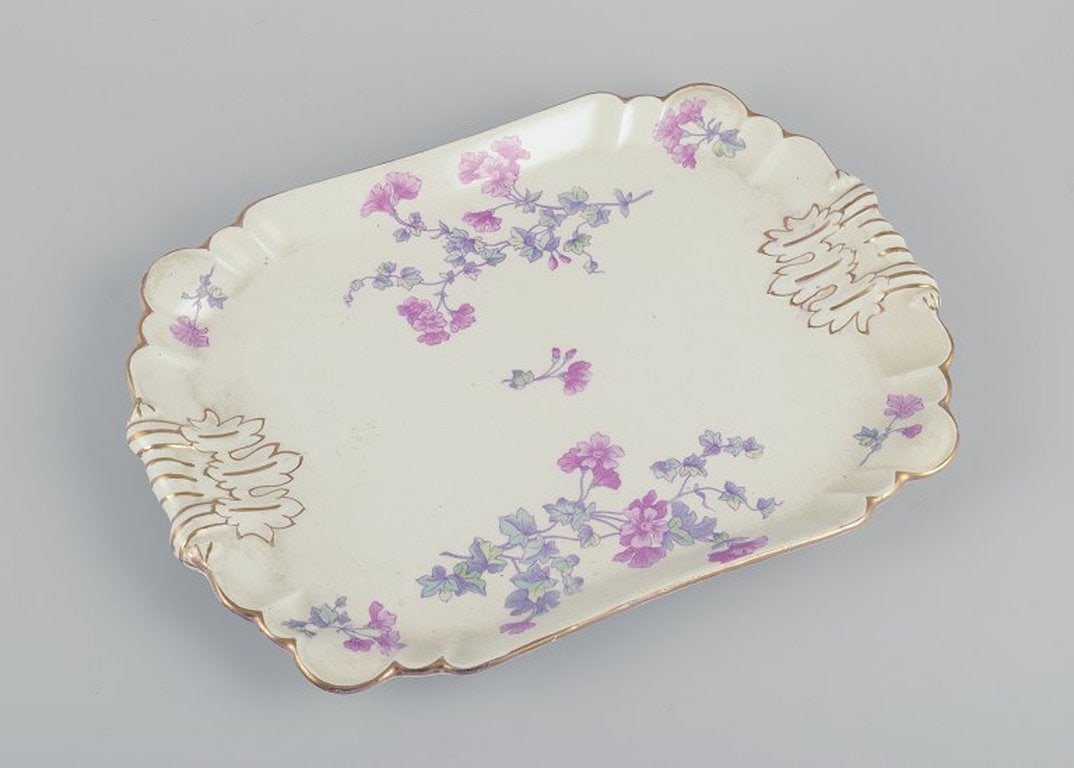 Gustafsberg, Sweden. 'Geranium' rectangular tray and elongated deep dish in earthenware. 1918. - 4