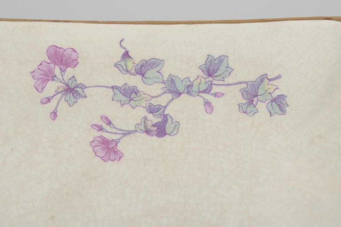 Gustafsberg, Sweden. 'Geranium' rectangular tray and elongated deep dish in earthenware. 1918. - 6