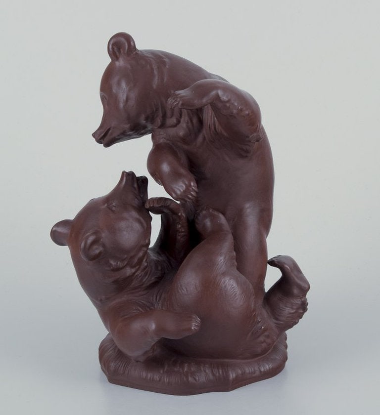 Alexander Struck for Meissen Böttgersteinzeug, Germany. Stoneware figure of playing brown - 2