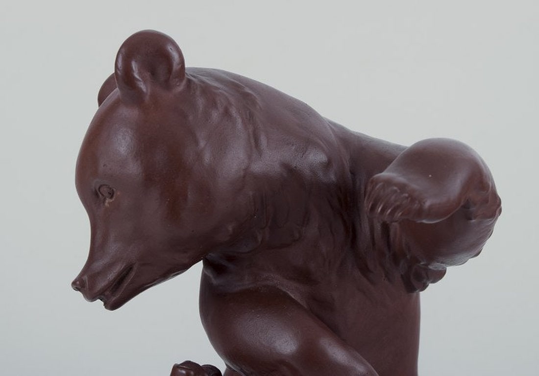 Alexander Struck for Meissen Böttgersteinzeug, Germany. Stoneware figure of playing brown - 4