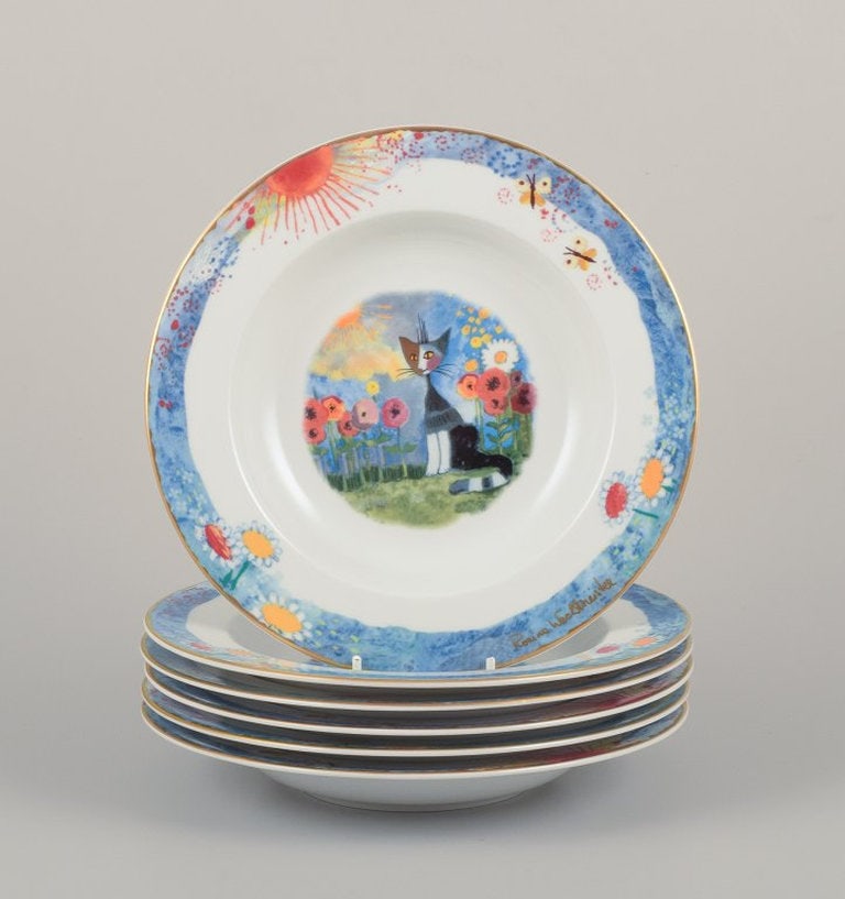 Rosina Wachtmeister for Goebel, Germany. Six soup plates with cat motifs. Late 20th century. (1 of 10)