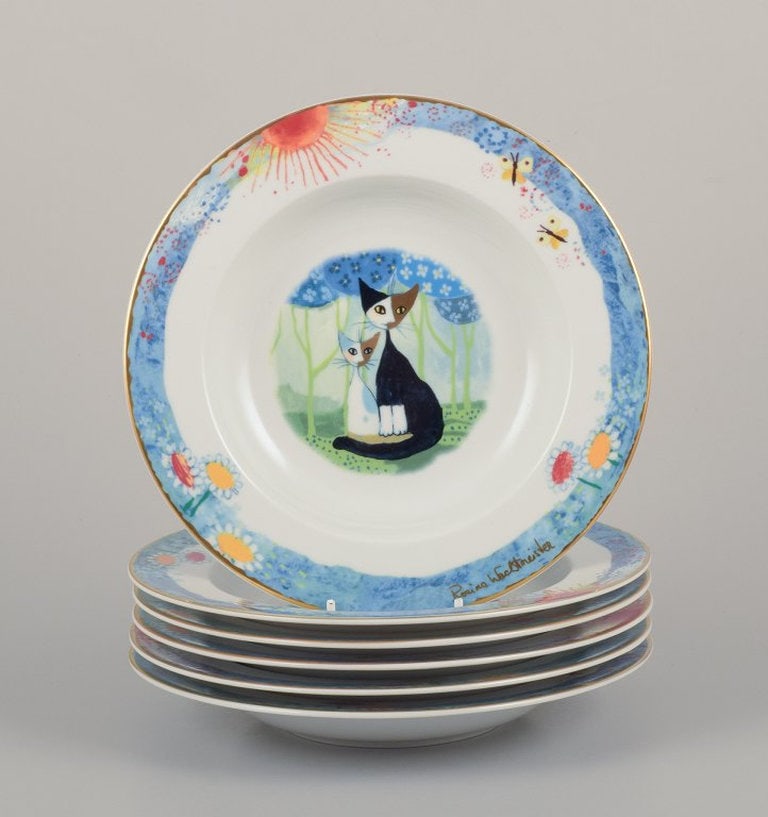 Rosina Wachtmeister for Goebel, Germany. Six soup plates with cat motifs. Late 20th century. (1 of 10)