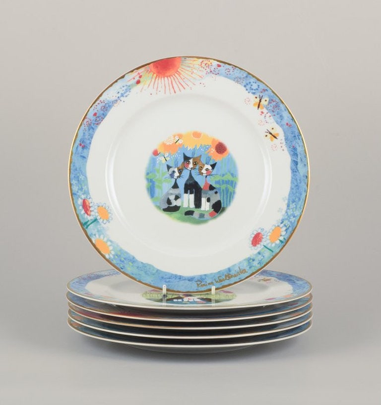 Rosina Wachtmeister for Goebel, Germany. Six dinner plates with cat motifs. Late 20th century. (1 of 10)