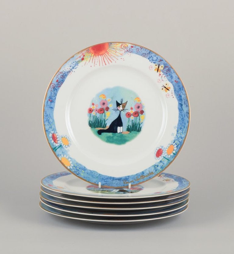 Rosina Wachtmeister for Goebel, Germany. Six dinner plates with cat motifs. Late 20th century. (1 of 10)