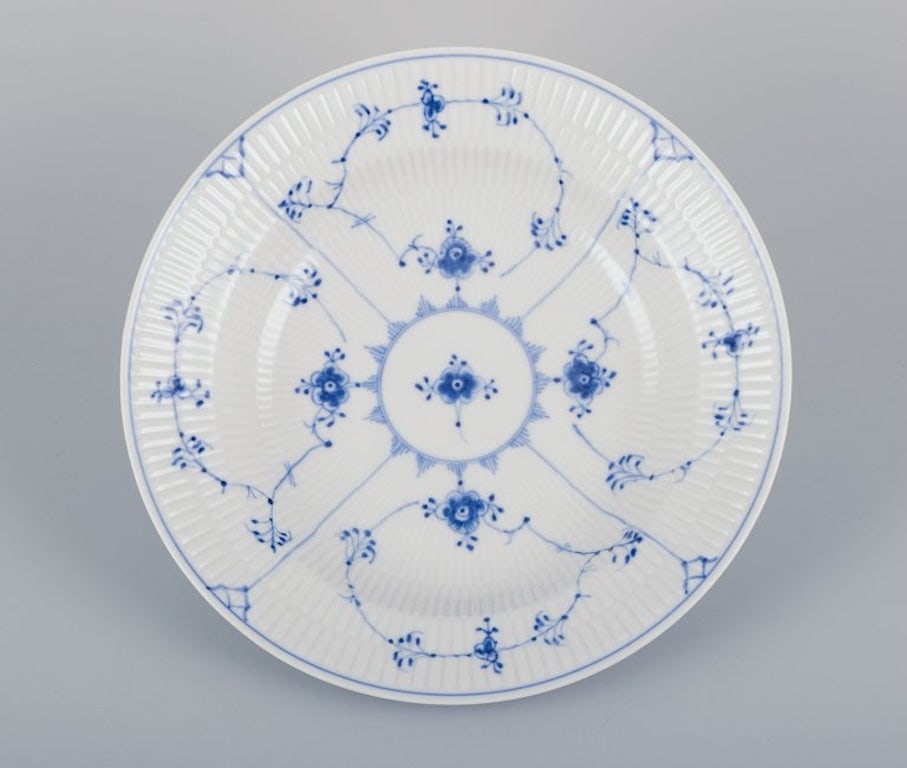 Royal Copenhagen Blue Fluted Plain. Three deep plates in porcelain. 1954. - 4