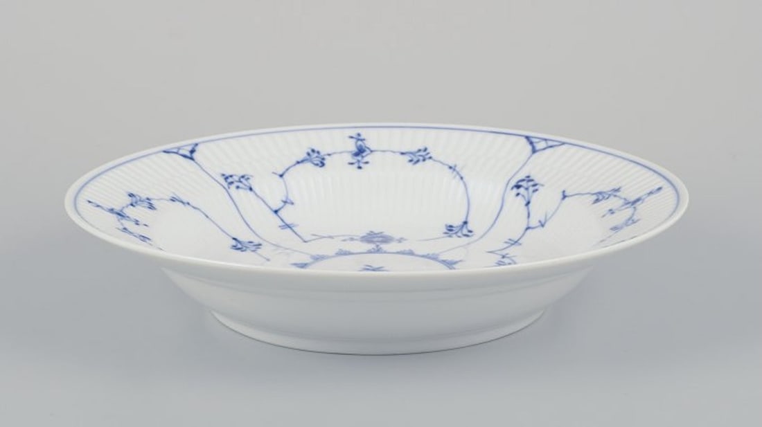 Royal Copenhagen Blue Fluted Plain. Three deep plates in porcelain. 1954. - 6