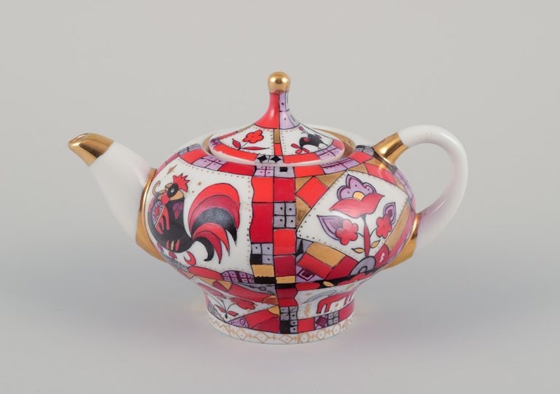 Lomonosov, Soviet Union. Miniature porcelain teapot. Approximately 1960. (1 of 8)