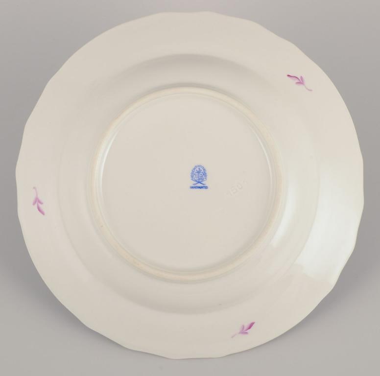 Herend, Hungary. A set of four deep porcelain plates with purple floral motifs. Mid-20th C. - 7