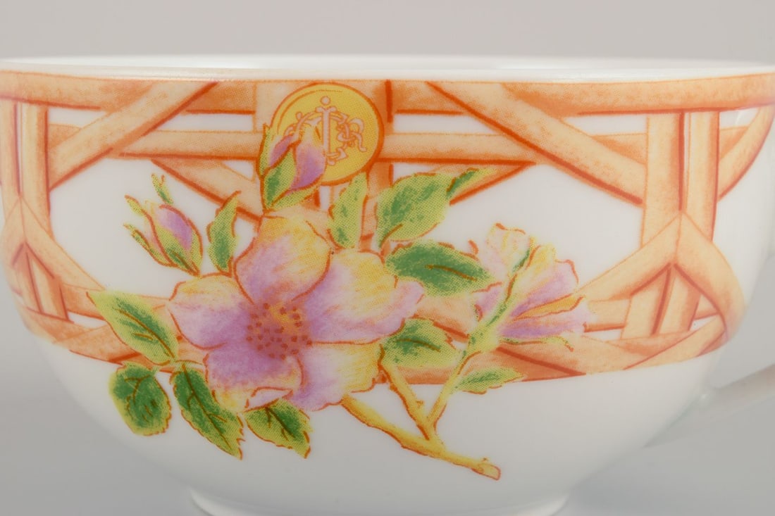 Christian Dior, Paris. Four pairs of coffee cups and saucers. Floral motif. Late 20th C. - 9