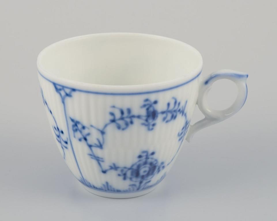 Royal Copenhagen Blue Fluted Plain. A set of four coffee cups with saucers. 1969-1974. - 4