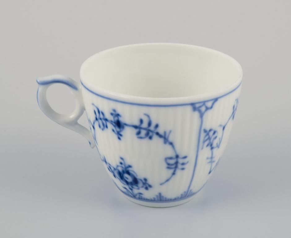 Royal Copenhagen Blue Fluted Plain. A set of four coffee cups with saucers. 1969-1974. - 5