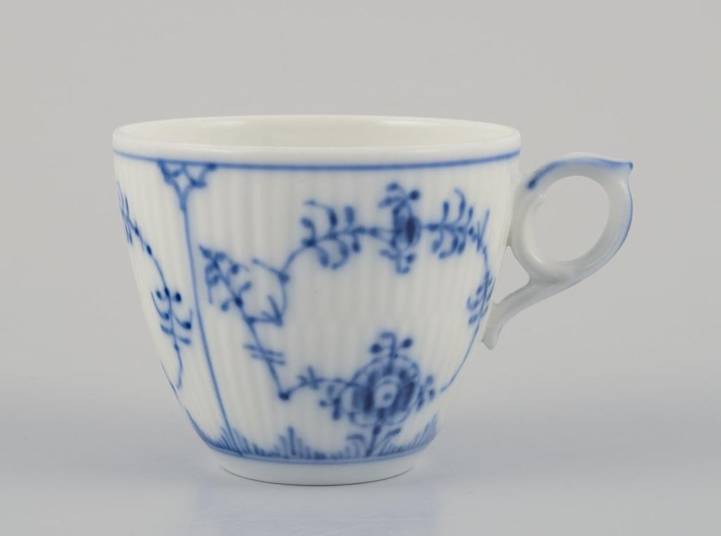 Royal Copenhagen Blue Fluted Plain. A set of four coffee cups with saucers. 1969-1974. - 6