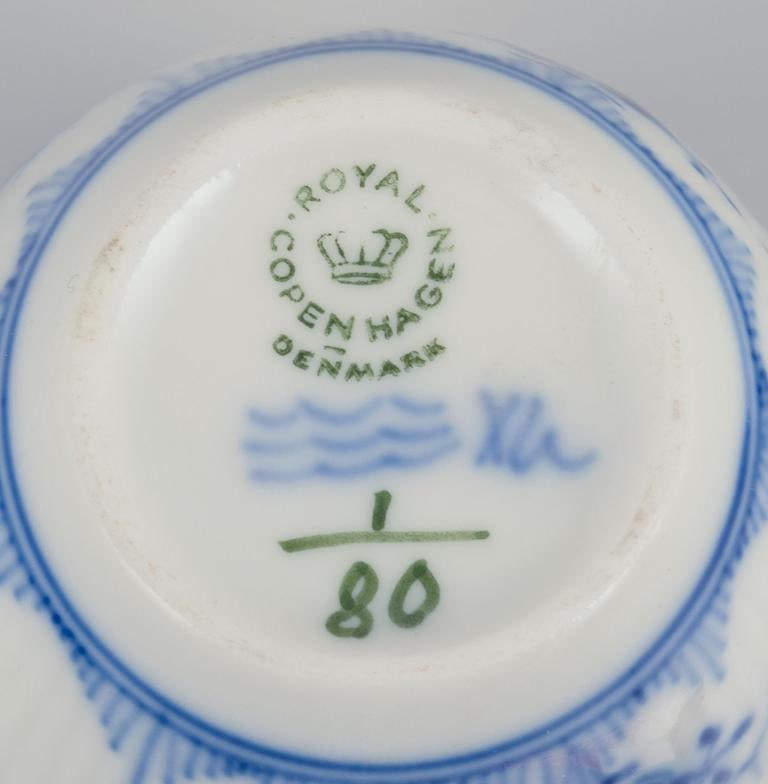 Royal Copenhagen Blue Fluted Plain. A set of four coffee cups with saucers. 1960s/1970s. - 9