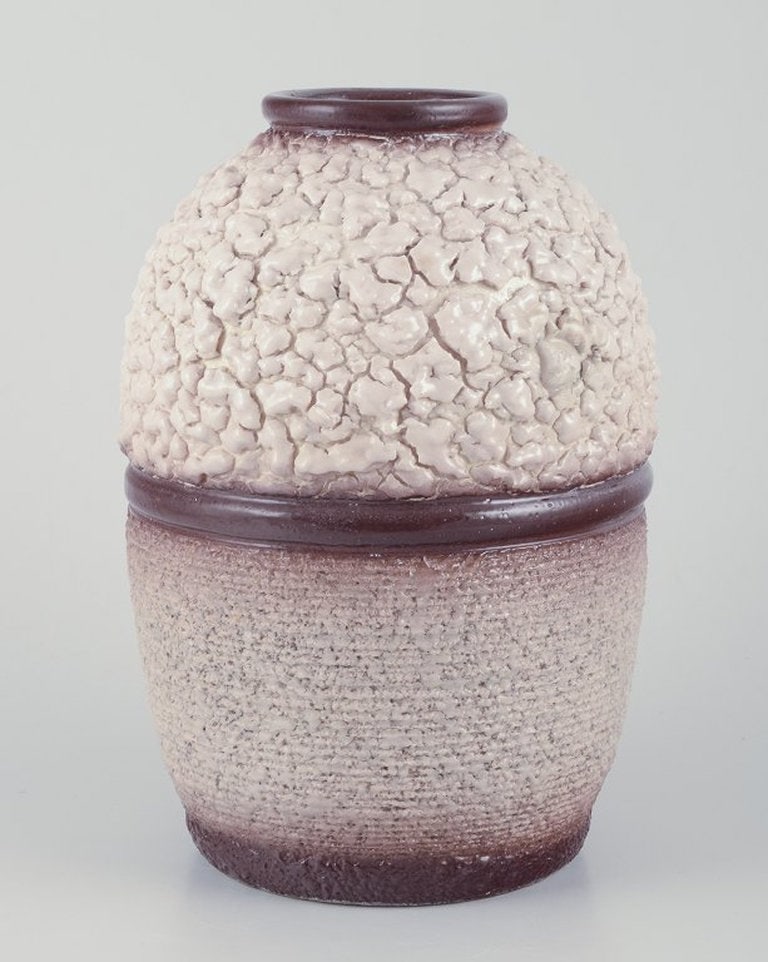 French ceramicist. Ceramic vase. Lava glaze in light and brown colours. Ca. 1960s (1 of 7)