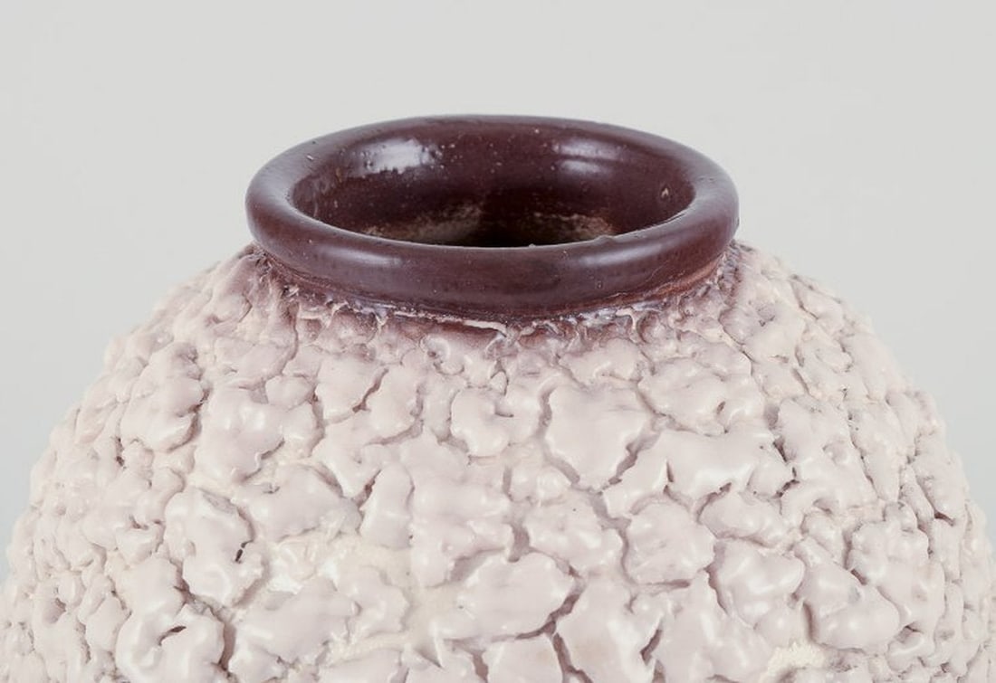 French ceramicist. Ceramic vase. Lava glaze in light and brown colours. Ca. 1960s - 3