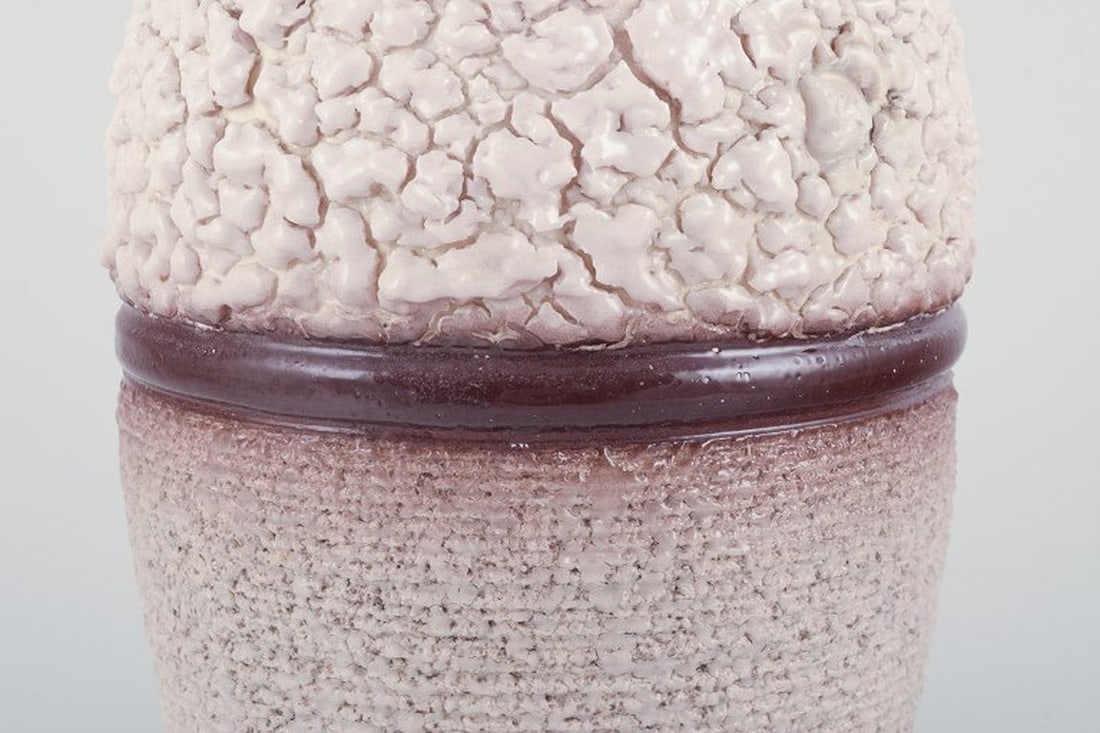 French ceramicist. Ceramic vase. Lava glaze in light and brown colours. Ca. 1960s - 4