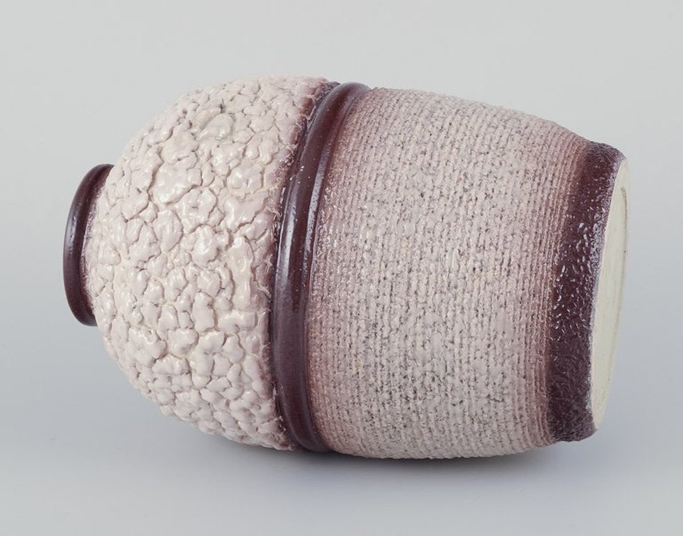 French ceramicist. Ceramic vase. Lava glaze in light and brown colours. Ca. 1960s - 6