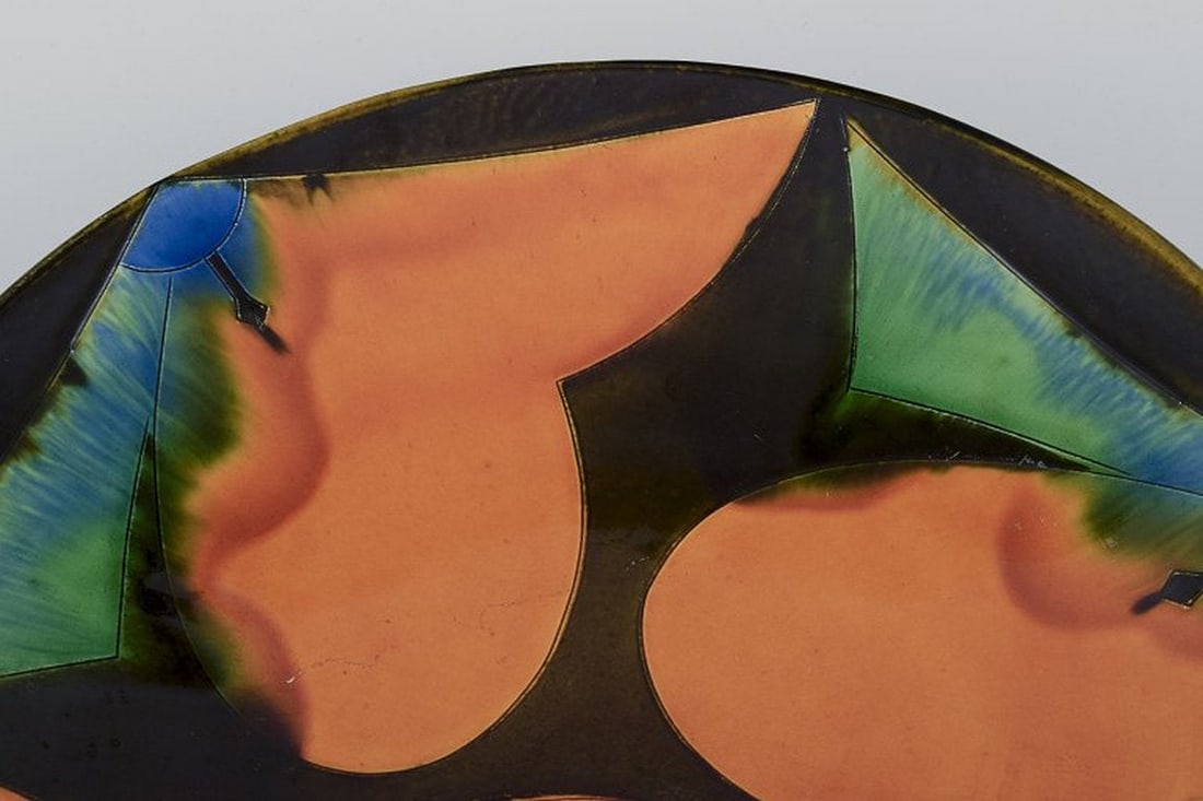 Danish ceramicist, Tommerup Brickworks. Large unique ceramic bowl. 1990. - 5