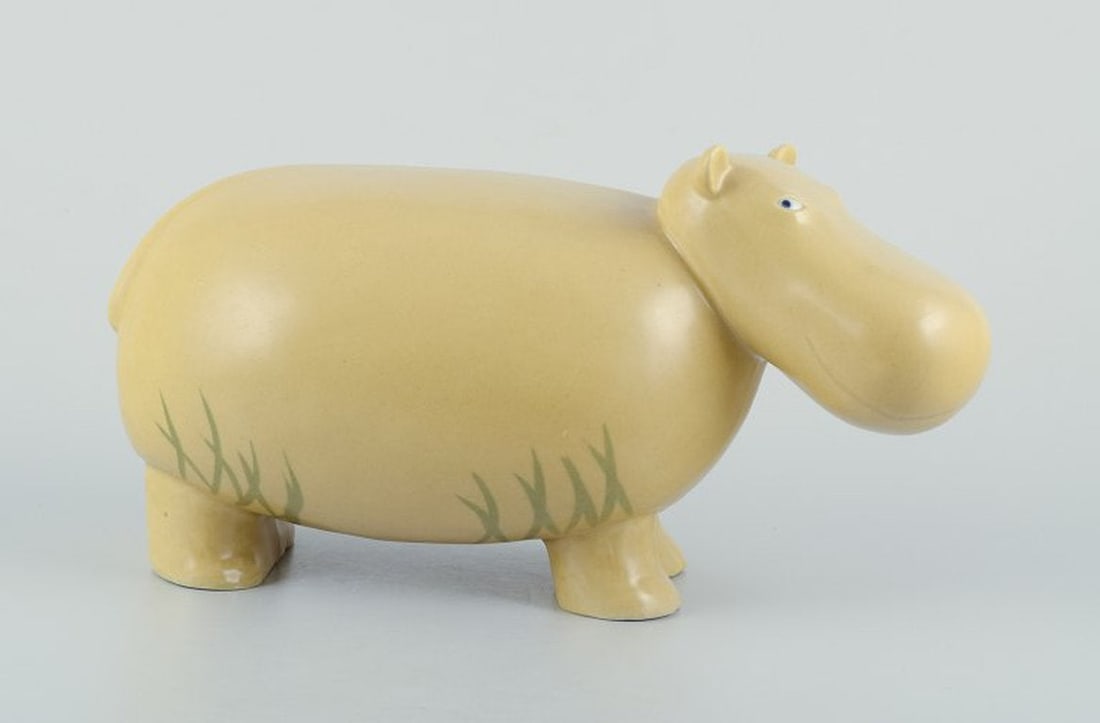 MARIANNE GUNNEMARK for Höganäs, Sweden. Very large and rare ceramic figurine of a hippo. - 3