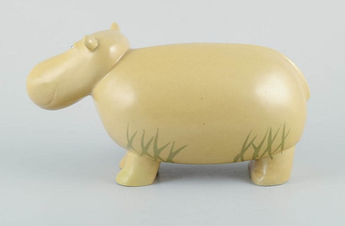 MARIANNE GUNNEMARK for Höganäs, Sweden. Very large and rare ceramic figurine of a hippo. - 7