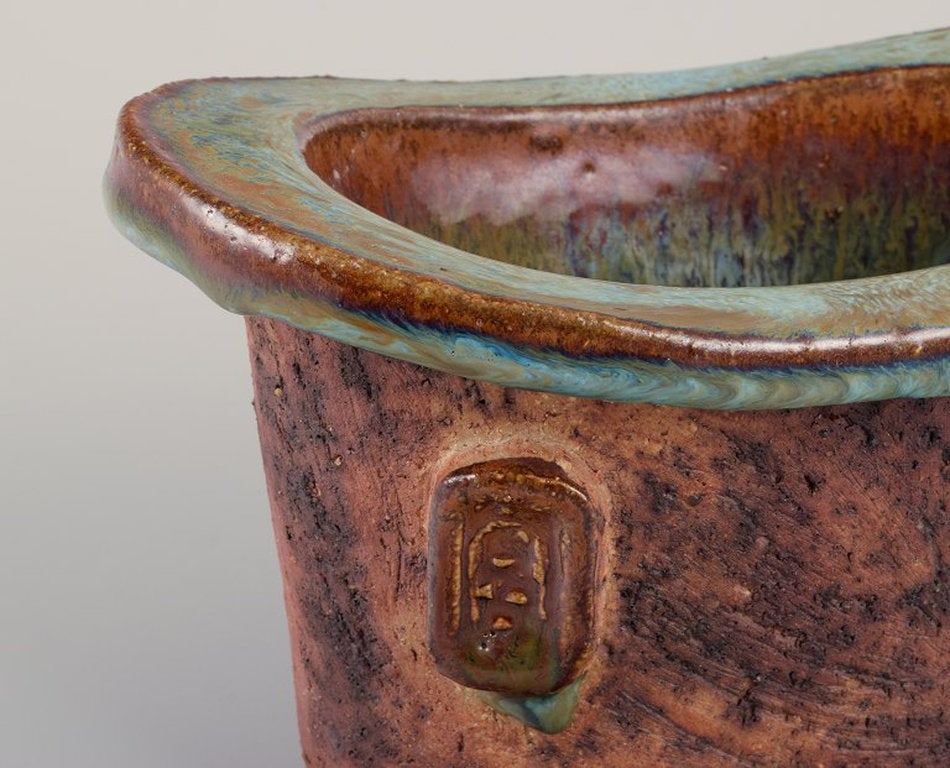 Curt Magnus Addin, Swedish ceramist. Own studio. Unique ceramic vase in a modernist style. Chamotte - 7