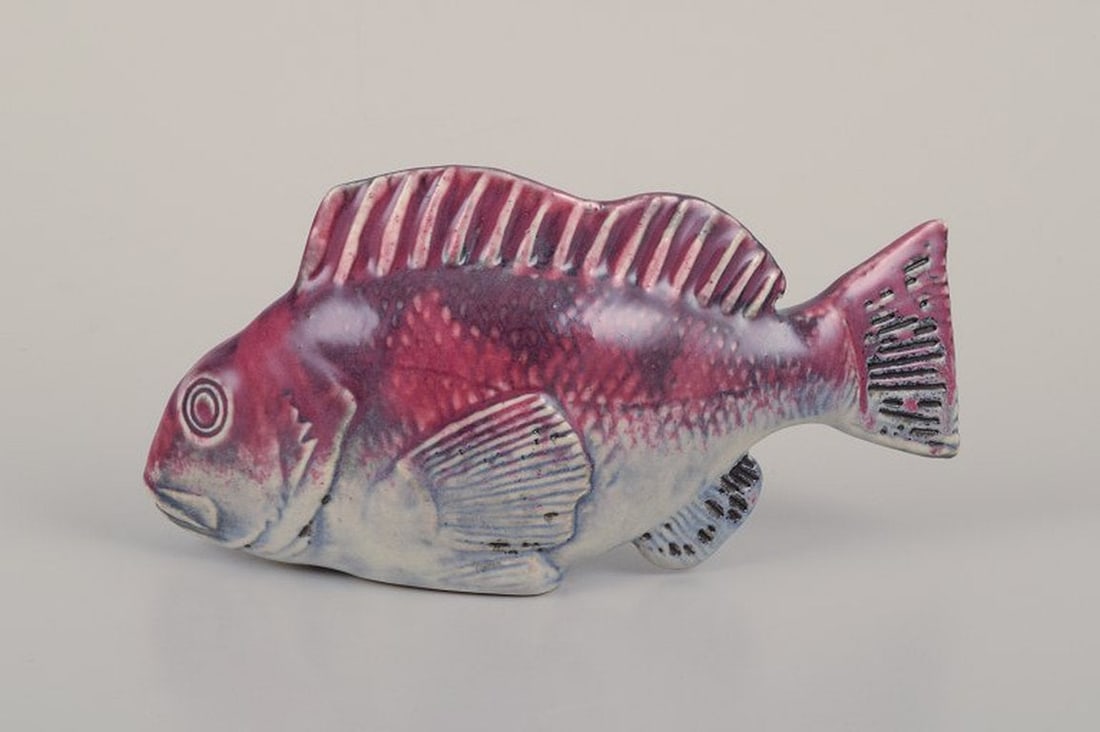 Sven Wejsfelt for Gustavsberg, Sweden. Unique 'Stim' fish in glazed ceramics. 1980s. - 3