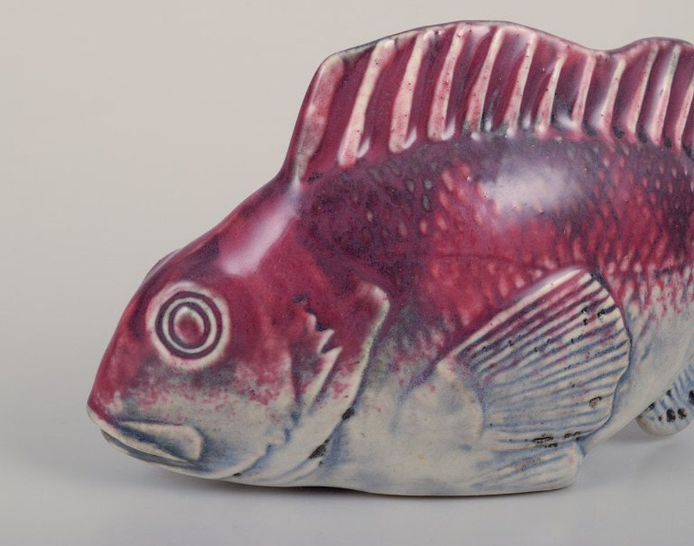 Sven Wejsfelt for Gustavsberg, Sweden. Unique 'Stim' fish in glazed ceramics. 1980s. - 4