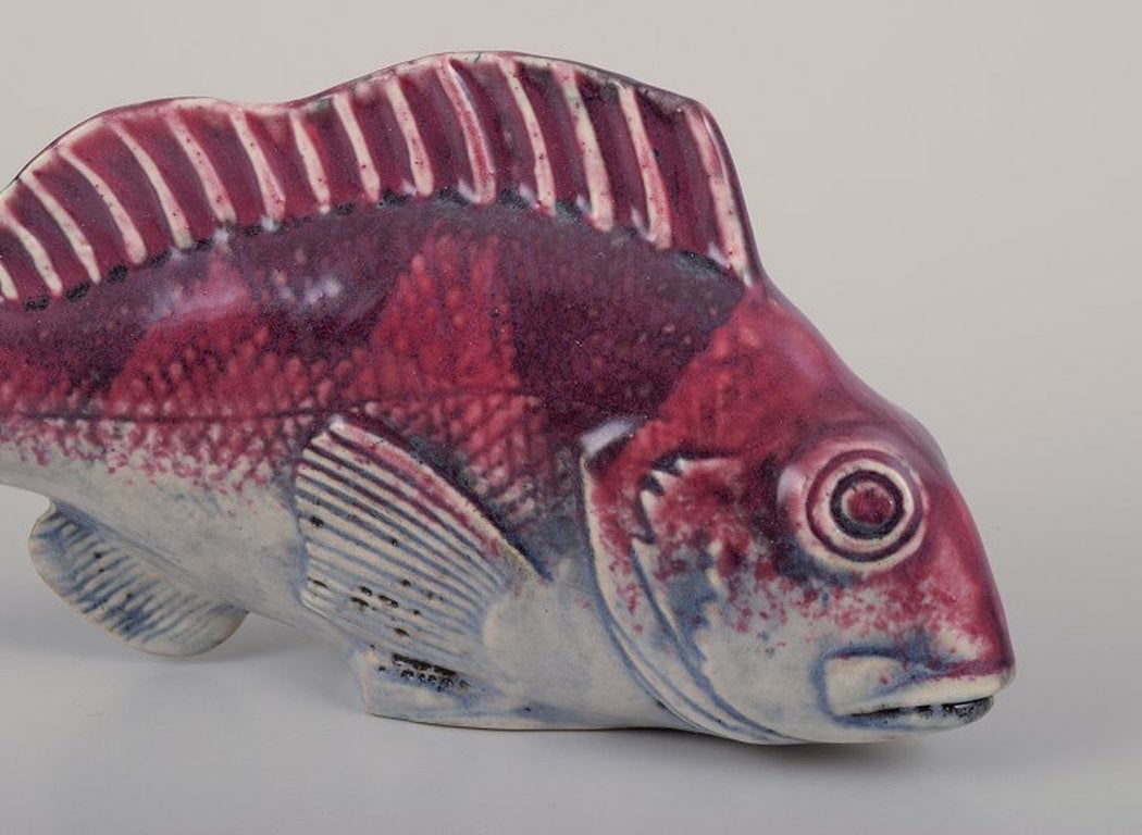Sven Wejsfelt for Gustavsberg, Sweden. Unique 'Stim' fish in glazed ceramics. 1980s. - 5