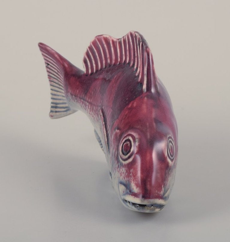 Sven Wejsfelt for Gustavsberg, Sweden. Unique 'Stim' fish in glazed ceramics. 1980s. - 6