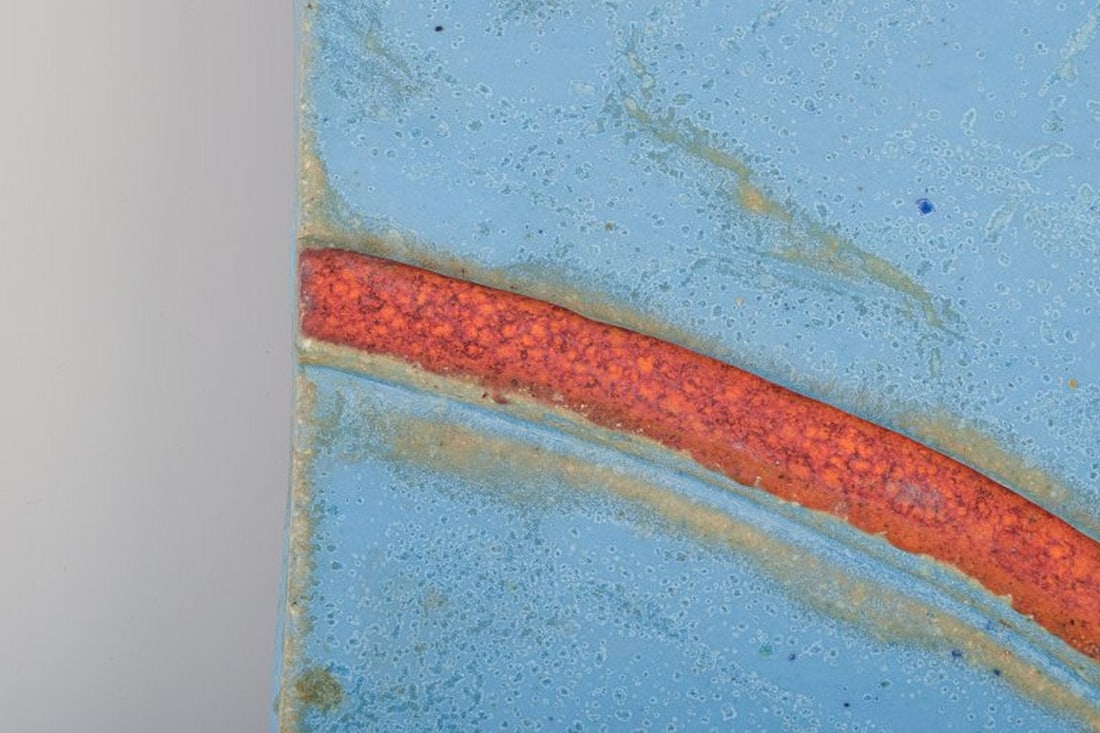 Curt Magnus Addin, Swedish ceramic artist. Unique square ceramic tray in a modernist style. Made of - 6