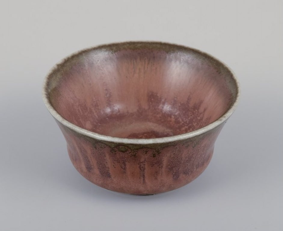 Carl Harry Stålhane for Rörstrand, Sweden. Miniature ceramic bowl with brown and green - 3