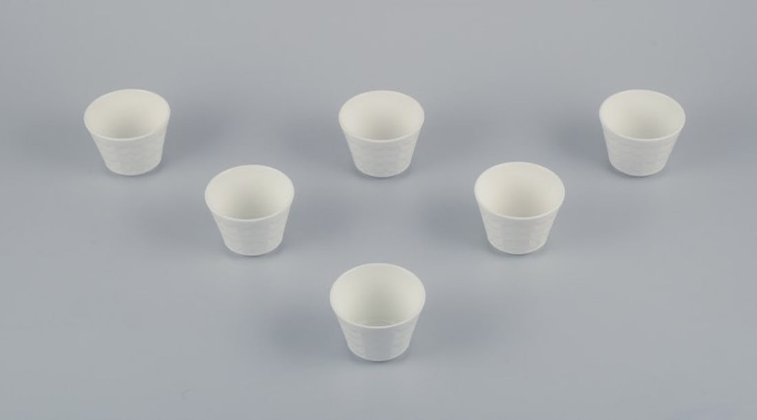 Wilhelm Kåge for Gustavsberg, Sweden. Six white porcelain plant pots. Swedish design. 1960s. (1 of 7)
