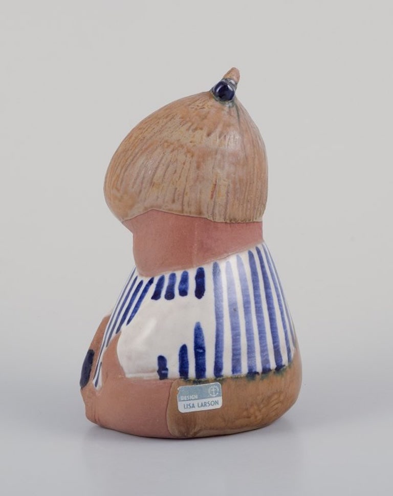 Lisa Larson for Gustavsberg, Sweden. Rare glazed ceramic figurine 'Johanna'. Late 20th century. - 6