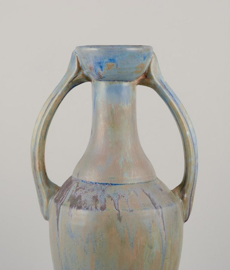 Gilbert Méténier, French ceramicist. Large impressive ceramic vase with double handles. - 4
