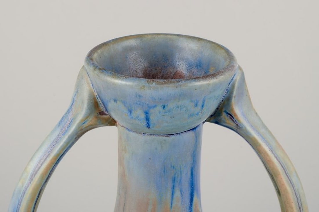 Gilbert Méténier, French ceramicist. Large impressive ceramic vase with double handles. - 8