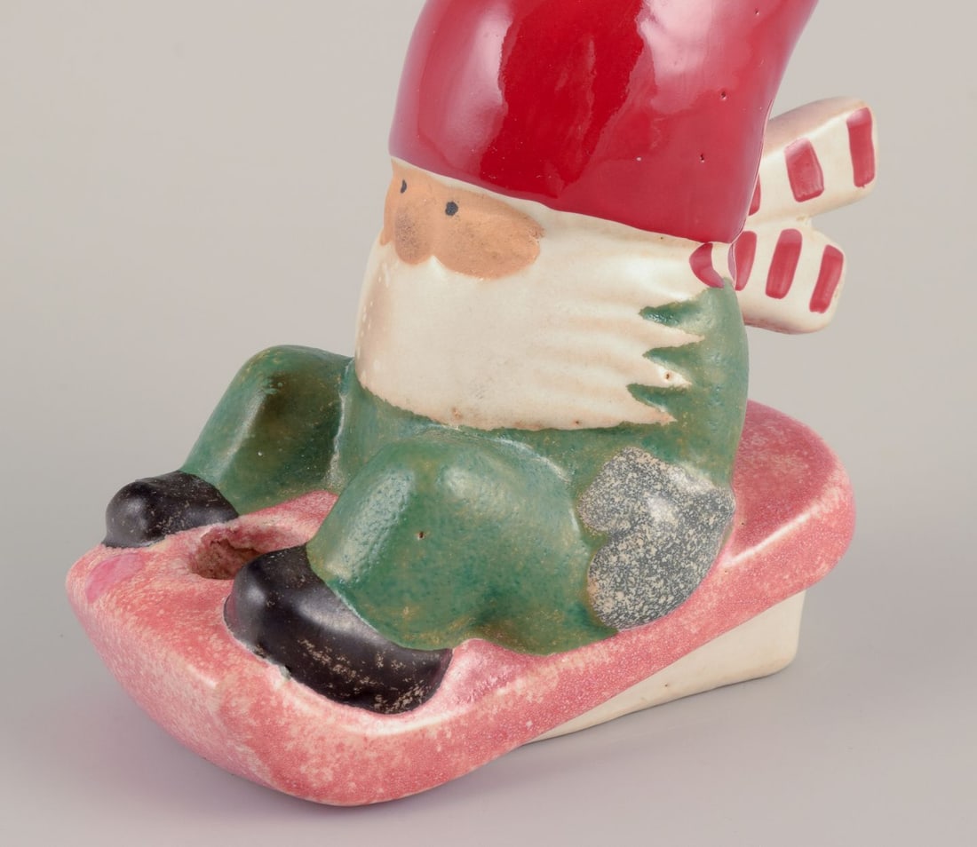 Lisa Larson for Gustavsberg. Candlestick holder. Elf on a sledge. Late 20th C. - 5