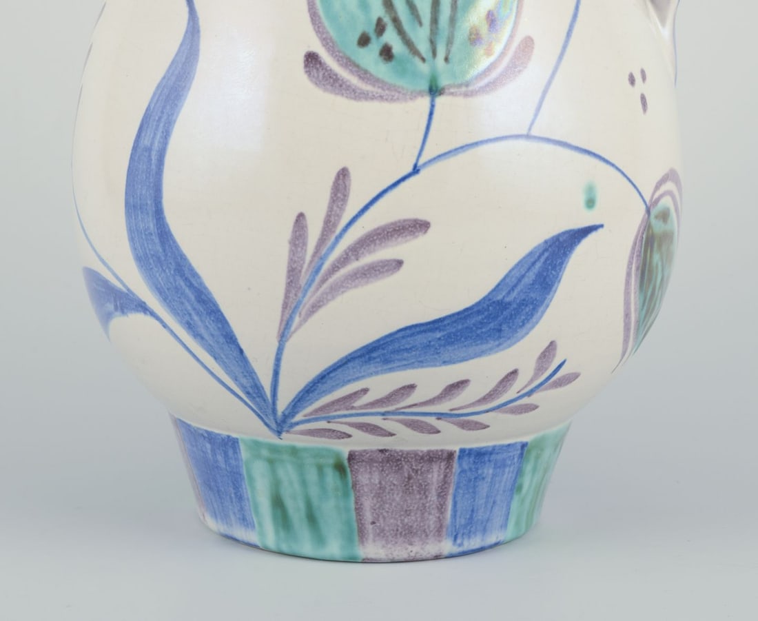 Nittsjö, Sweden. Unique ceramic vase. Hand-painted with floral motifs. Ca 1960. - 4