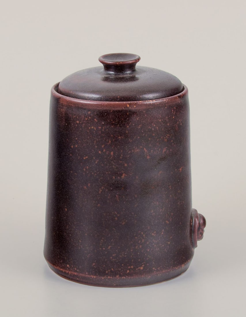 Rolf Fagerberg, Swedish artist. Ceramic lidded jar. Glaze in brown hues. Late 20th C. - 4