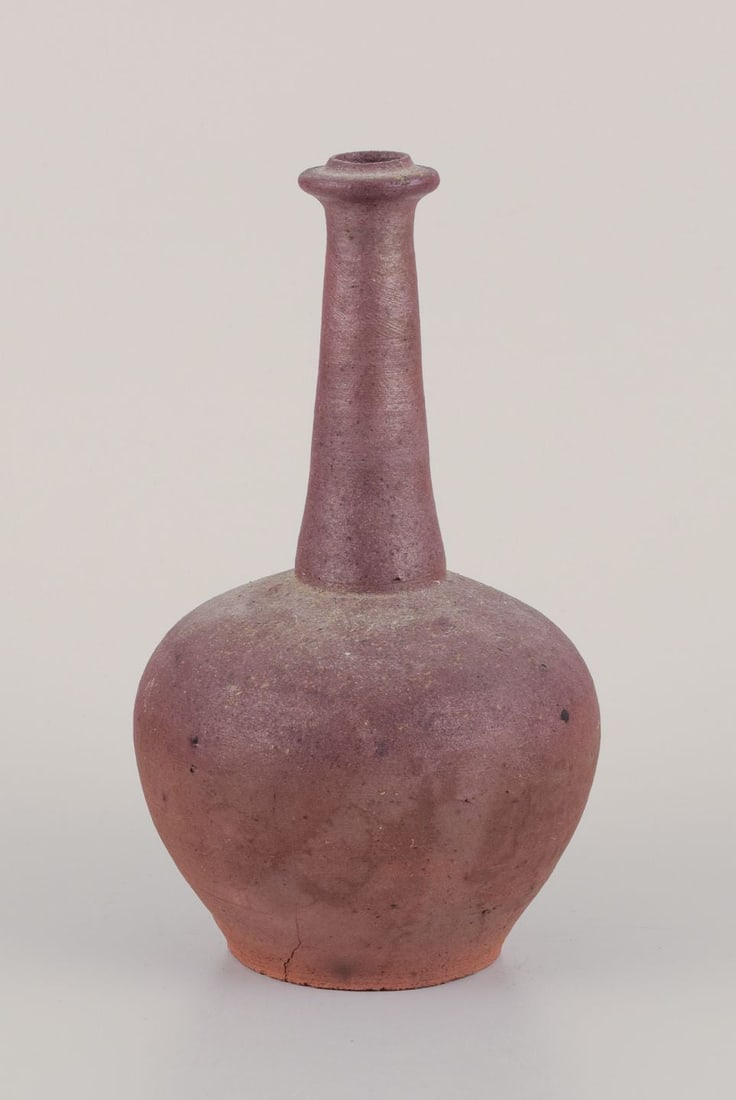 European studio ceramist. Three vases in chamotte clay. Mid-20th C. - 5