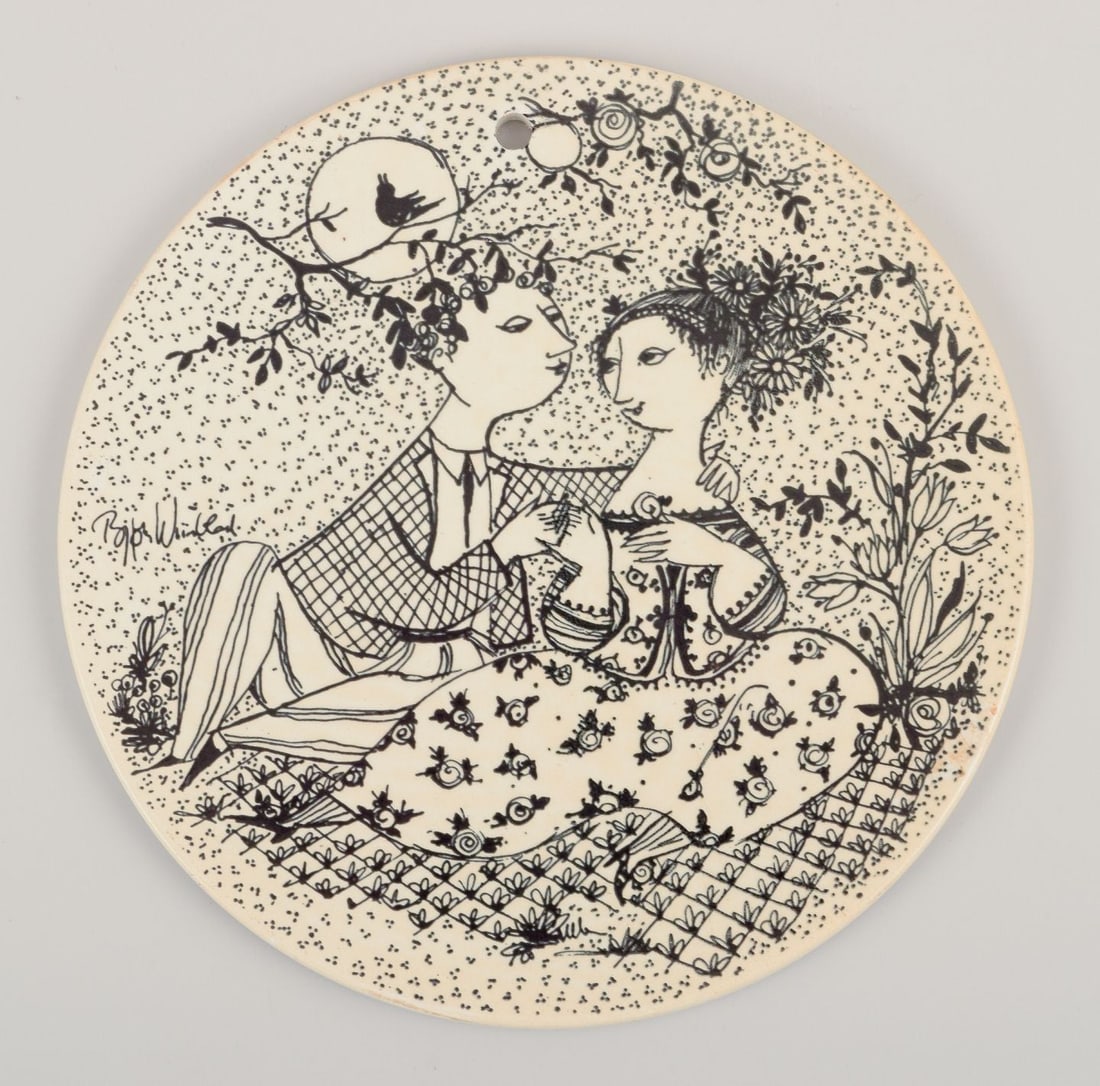 Bjørn Wiinblad for Nymølle. Three decorative month wall plates and small bowl. 1970s. - 7